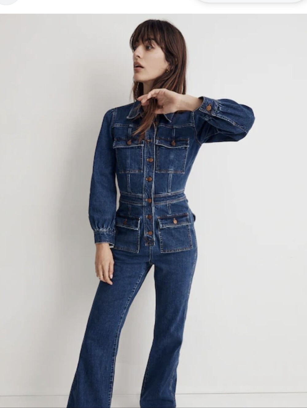 Madewell Denim Flare Wide Leg Coverall Jumpsuit Size 10